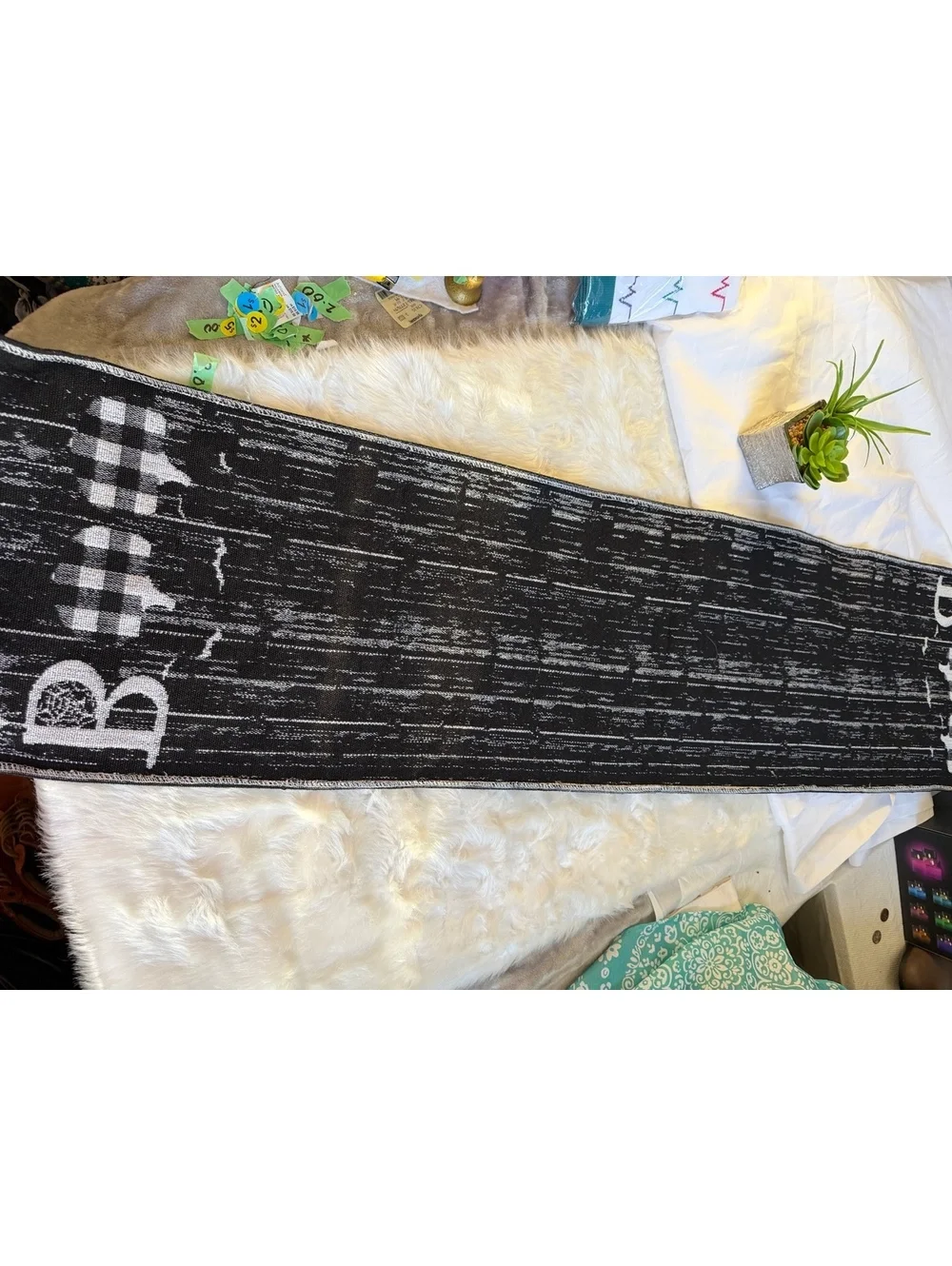 Halloween Theme Table Runner with Pumpkins and Skeleton Cups